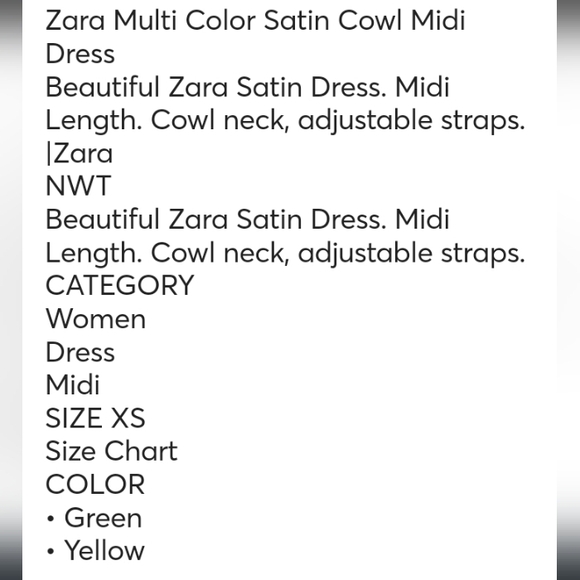 ZARA SATIN COWL NECK GREEN & GOLD SLIP MIDI DRESS SIZE SMALL - Picture 12 of 15